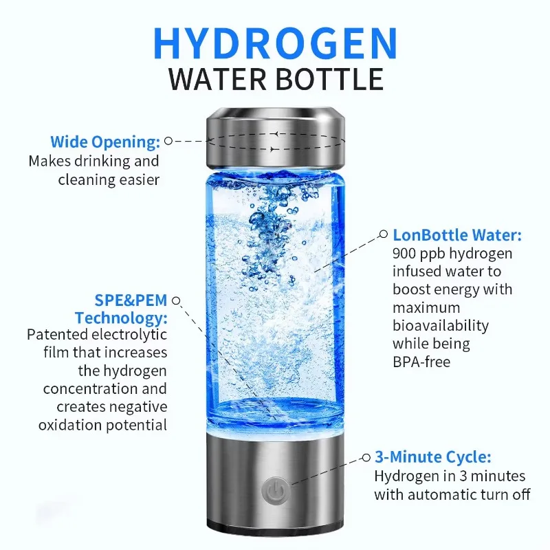 Hydrogen water bottle Wholesale Manufacturer Blue Portable Alkaline Purifier Inhaler Generator Hydrogen Rich Water Bottle Cup