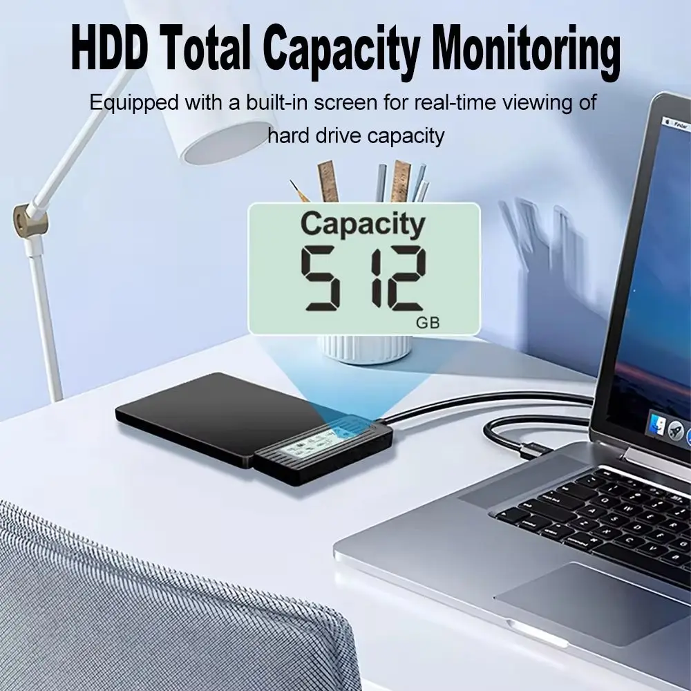 HDD SSD Digital Display USB 3.2 To Sata Adapter Digital Screen Display USB3.0 Hard Drive Converter External Adapter For PC