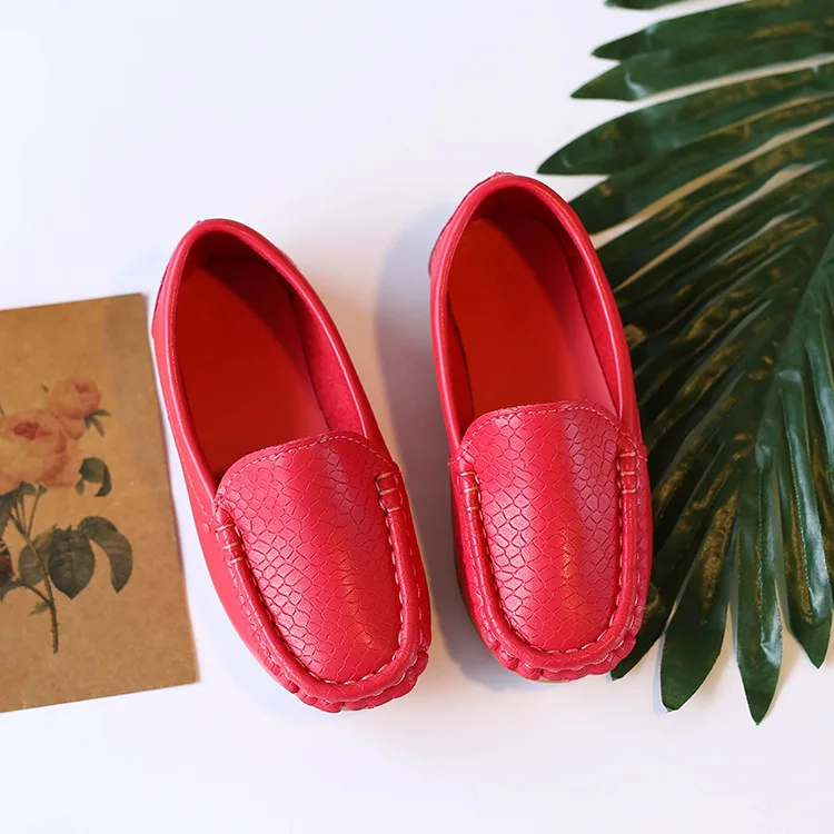 Kids'Casual Shoes Solid Color PU Leather Fashion Spring Flat Shoes For Children Anti-slip Black White Shoes Size 21-36