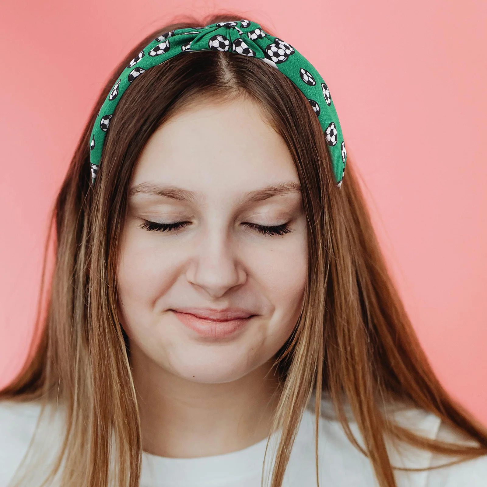 

Soccer Headband with Football Design Women's Wide Sport Hair Wrap Knotted Hoop for Game Day Party Holiday