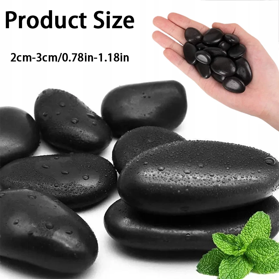 300/600g Polished Black River Rocks Smooth Pebble Stone, Decorative Cobblestone for Vase Filler, Garden Landscaping Aquarium XJM