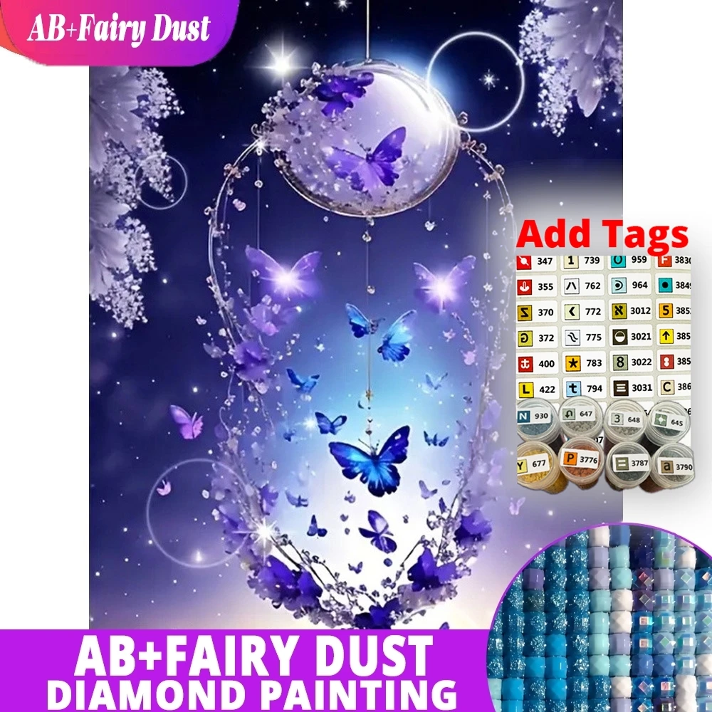 

Фея Пыль AB поставляется с наклейками DMC Алмазная картина Цветочная дрель Мозаика Животное Вышивка Бабочка Новая коллекция 2024 Handm