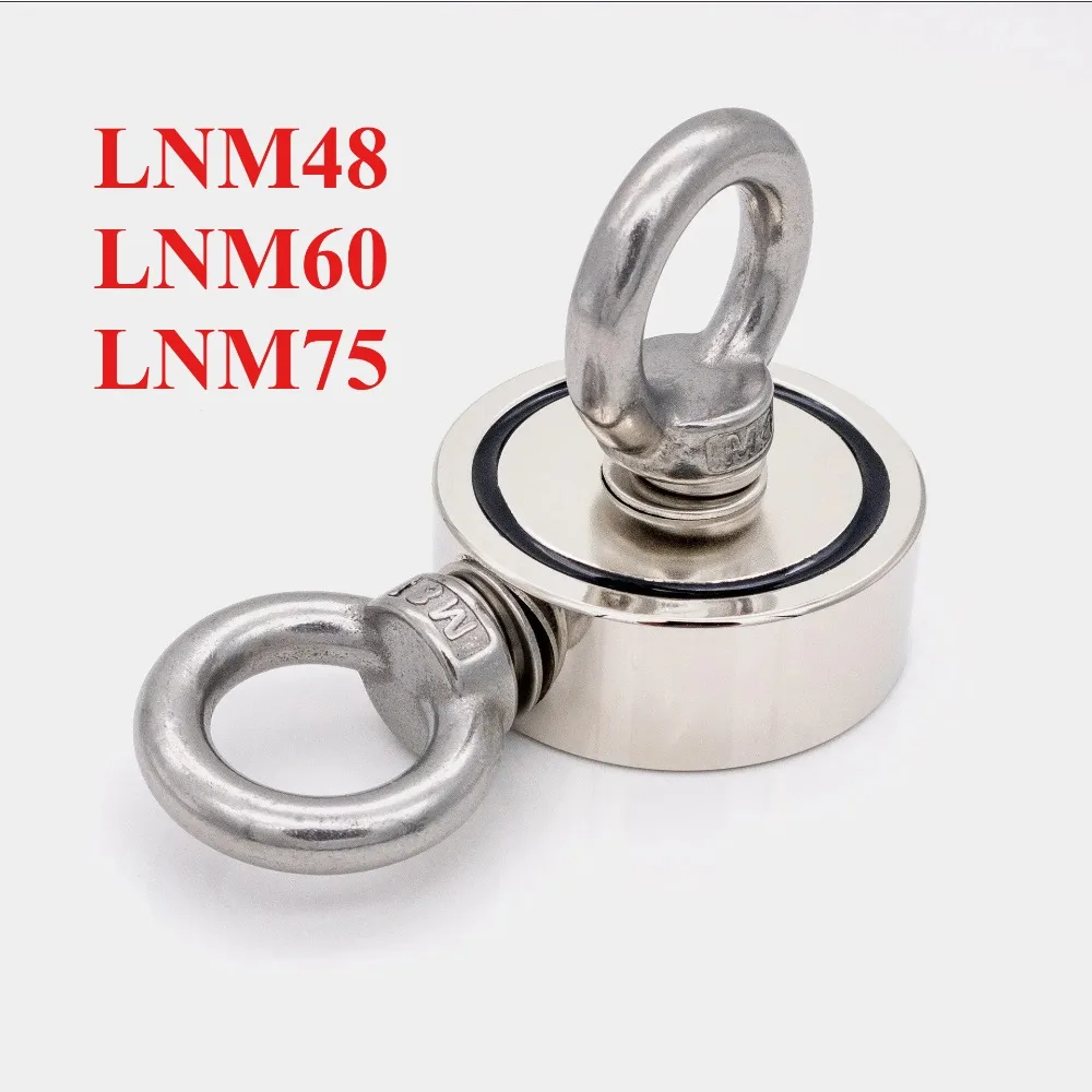 Super Heavy-Duty Double-Sided Magnet Hook LNM48/60/75 Ultimate Tool for Salvage, Fishing, Diving Metal Detection with Steel Cup