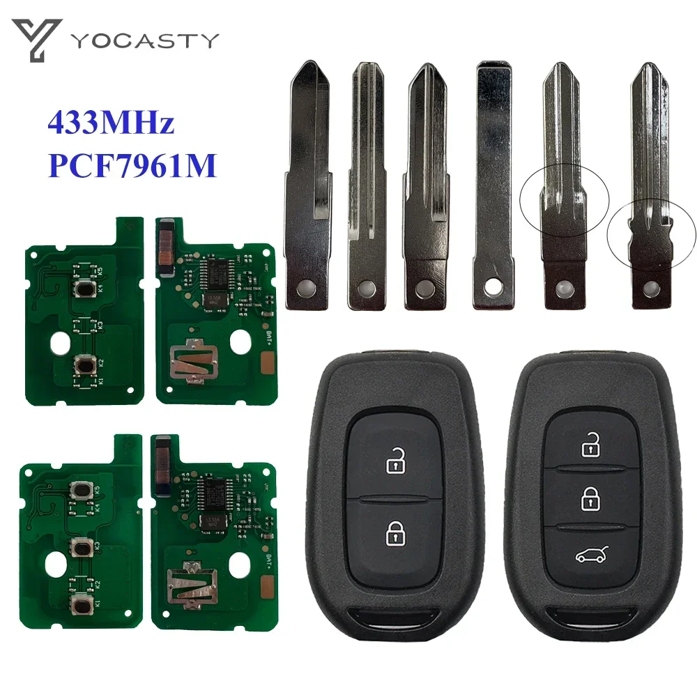 

YOCASTY Remote Car Key Fob 2/3 Button 433MHz PCF7961M For Renault Sandero Dacia Logan Lodgy Dokker Duster Trafic