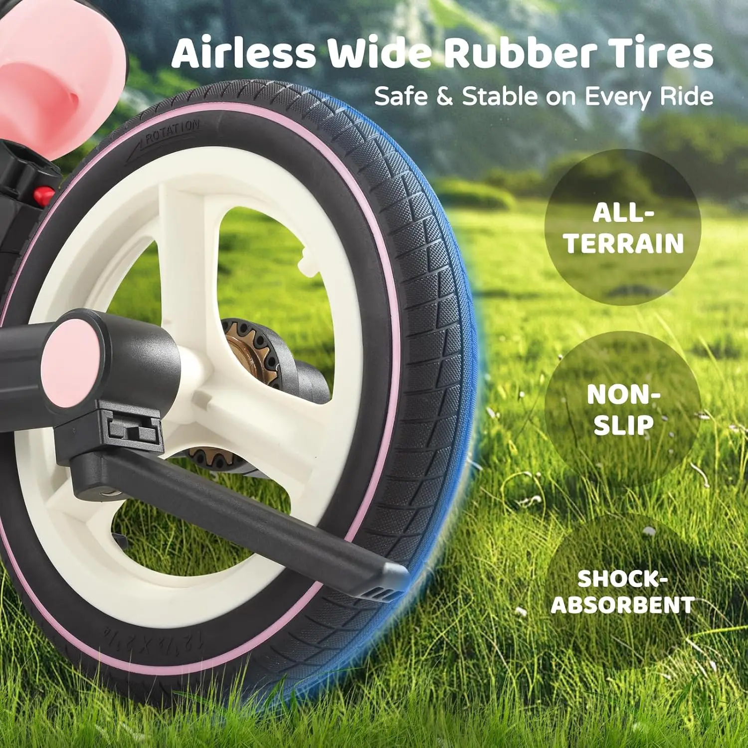 Toddler Bike with Push Handle for Kids 18-60 Months, 6 in 1 Foldable Push Bike with Training Wheels, Pedals, Brakes, Kickstand,