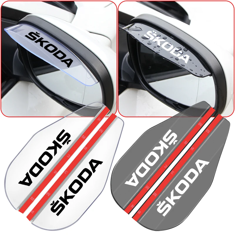 2 Stuks Auto Achteruitkijkspiegel Regen En Sneeuw Bescherming Cover Zonnescherm Voor Skoda Octavia Rapid Fabia 1 2 3 a4 A5 MK2 Kodiaq Superb 3