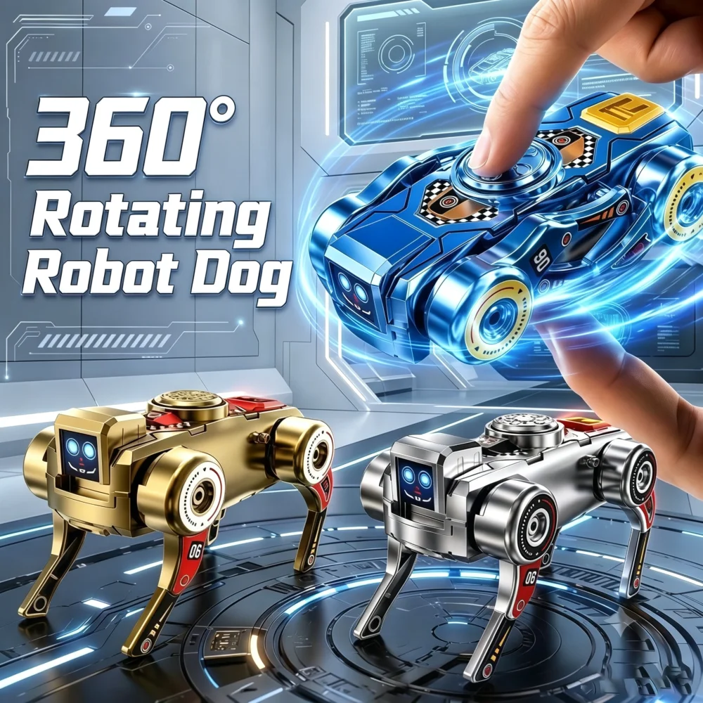New 360° Rotating Robot Dog Fidget Spinner Decompression Tools Creative Decoration Birthday Christmas Halloween Party Gifts
