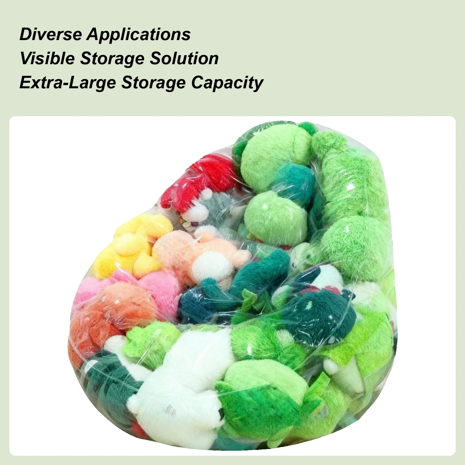 Bean Bag Cover Large Waterproof Empty PVC Stuffed Animal Bean Bag Storage For Toys Doll Girls Adult Teens Kids Room Dorm Living