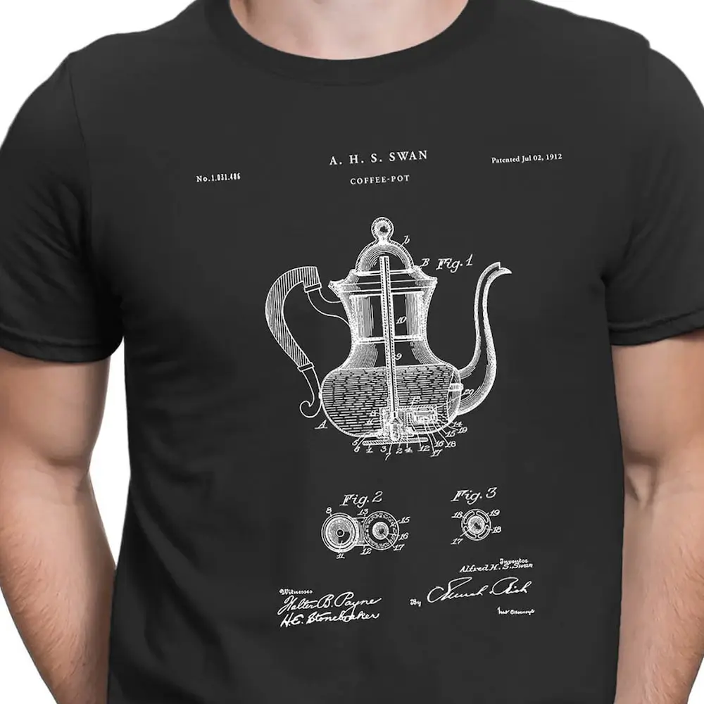 Coffee Pot Patent Print T Shirt Kitchen Vintage Gallery Wall Cafe Decor Pt614