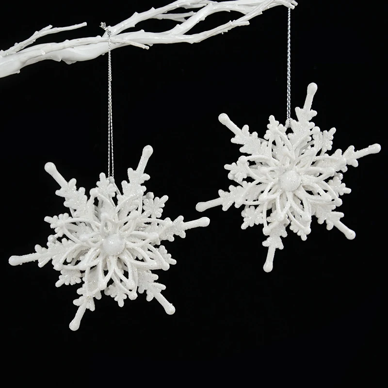 Christmas Snowflake Ornaments 3D Ice White Snowflakes Christmas DIY Crafts Hanging Pendants Xmas Tree Decorations New Year 2024