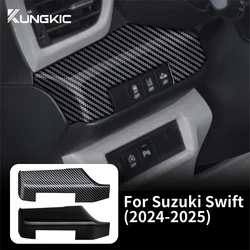 For Suzuki SWIFT 2024 2025 Glossy Black Carbon Fiber Style ABS Car Headlight Adjustment Switch Control Button Cover Accessories