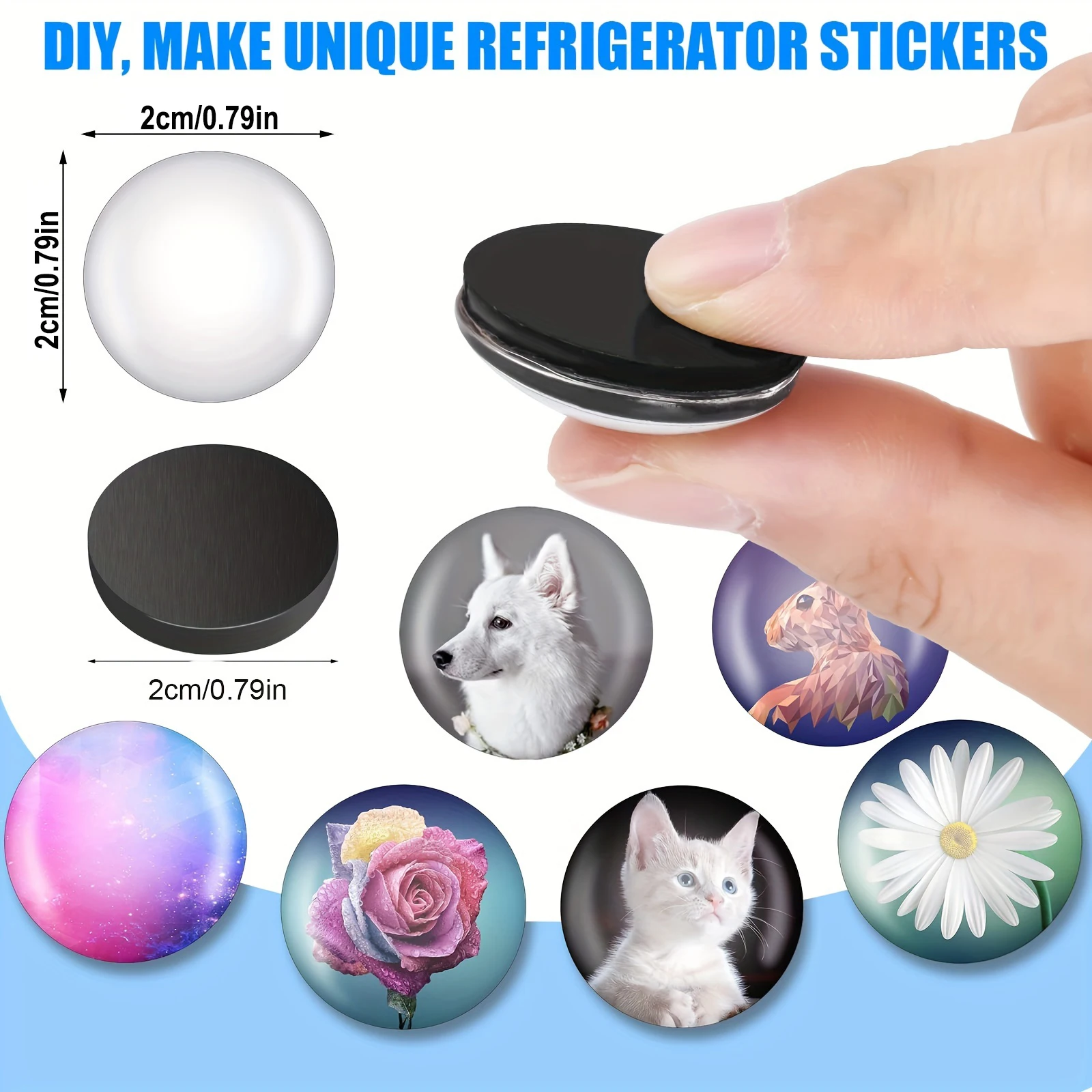 Nouvel Arrivage 50 Ensembles Aimants DIY en Ferrite pour Verre et Céramique avec Support Adhésif et Cabochons en Verre Transparent pour Artisanat et Réfrigérateur