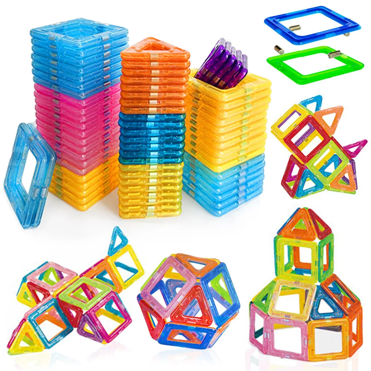 64-184Pcs Kids Magnetic Building Blocks Mini Size Magnet Toys for Boys Construction Set STEM Toy for Children Girls