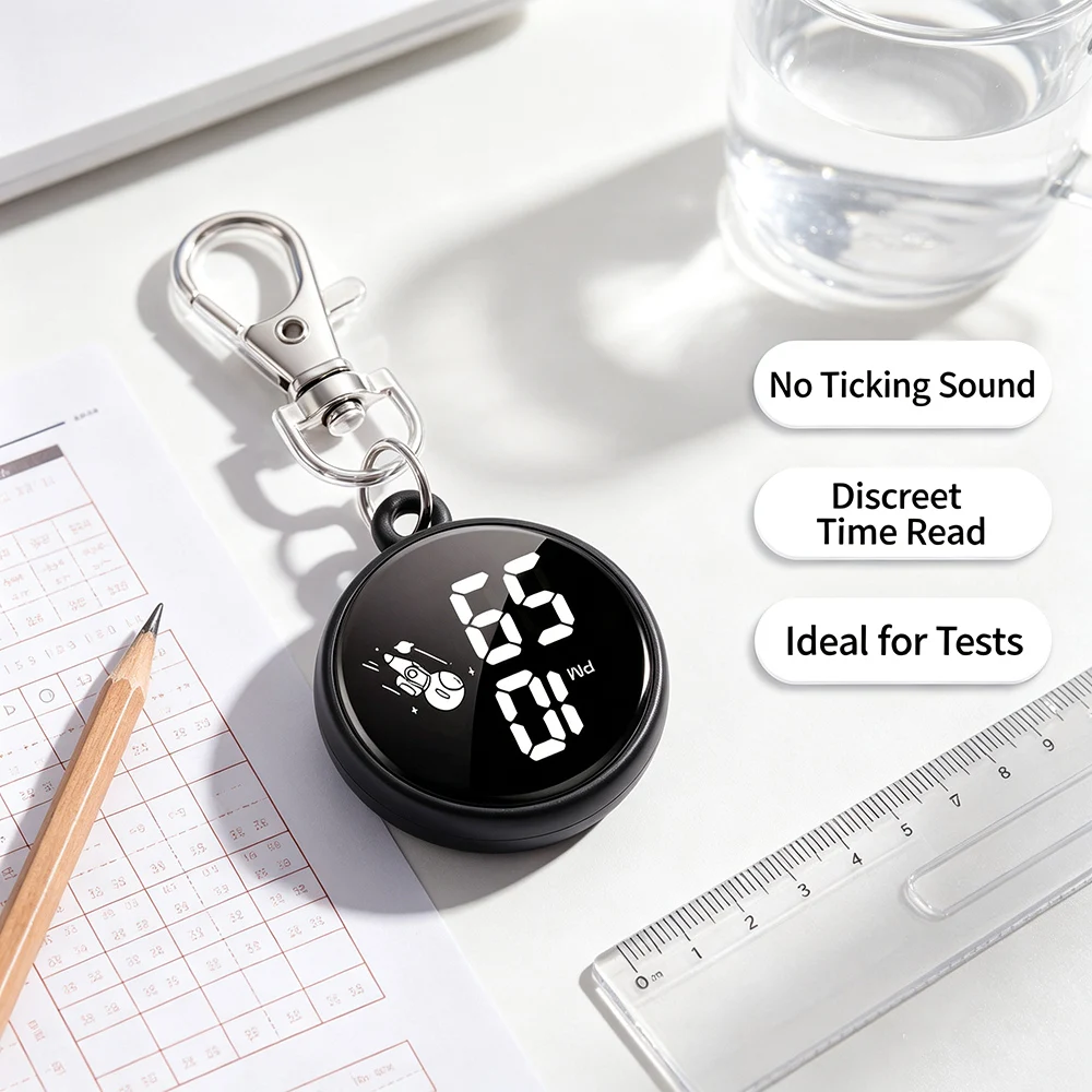 Children's Portable Digital Exam Pocket Watch, Keychain Design