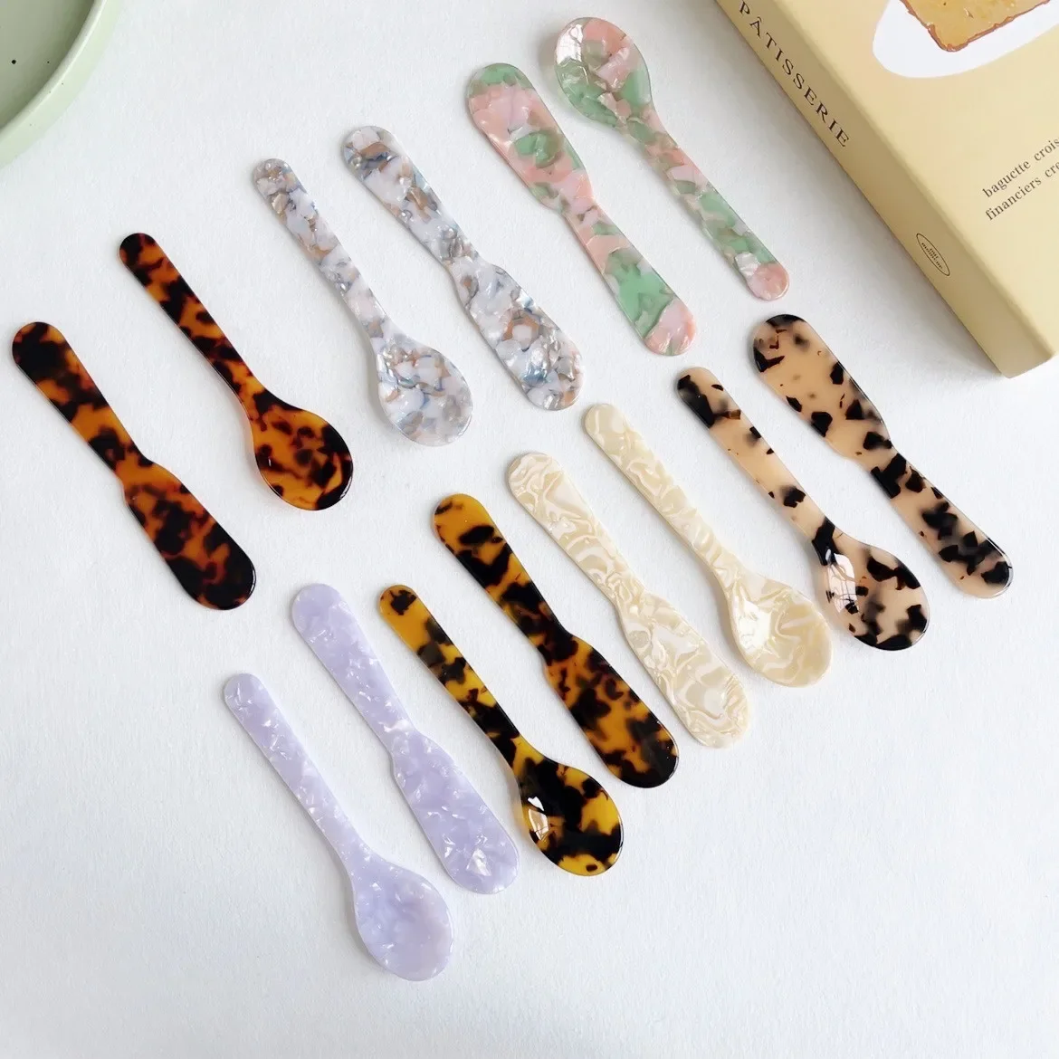 2pcs Dessert Spoon Korean INS Style Coffee Spoon Tea Spoon Cake Ice Cream Jam Knife Decor Kitchen Tableware French Photo Props