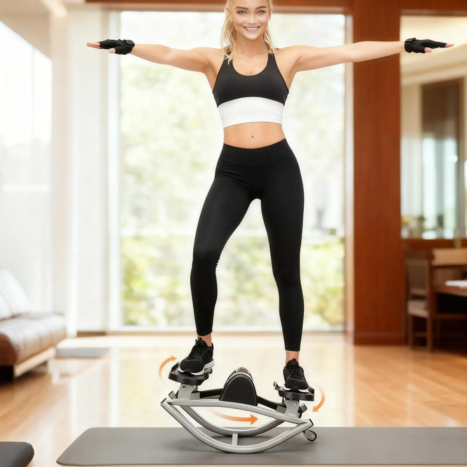 Rock Stepper Machine Side To Side Legs Glutes Abs Workout Low-Shock Lateral Steppers For Home Apartment Dorm Office Gym Legs Abs