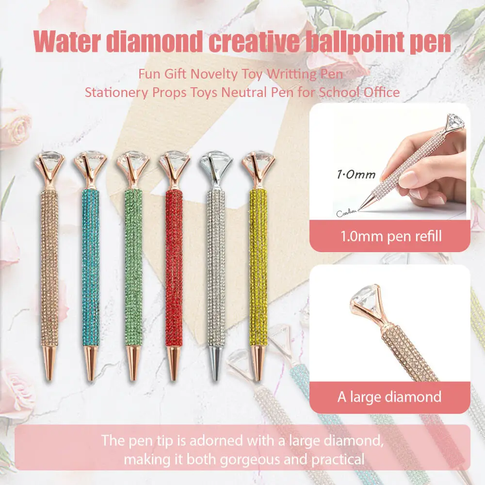

Шариковая ручка для девочек, канцелярские принадлежности для студентов, вращающаяся металлическая ручка, шариковая ручка, ручка с украшением из кристаллов для подарка