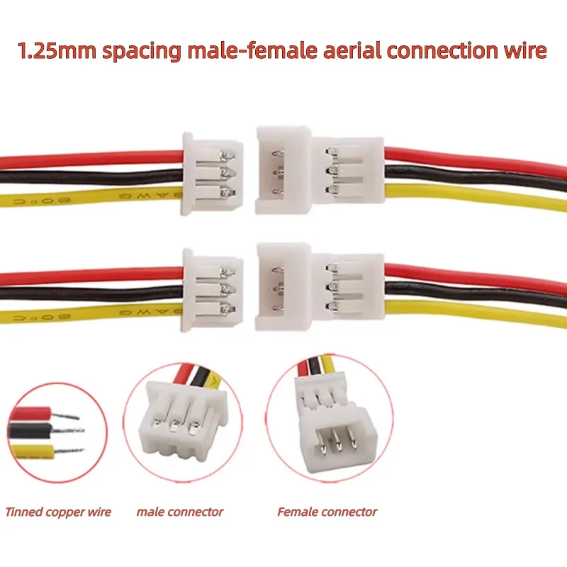 10Pairs JST 1.25 Male Female Wire Connector Pitch 1.25mm 2P 3P 4P 5P 6P JST Plug Jack Terminal Cable Connector Length 10CM 15CM