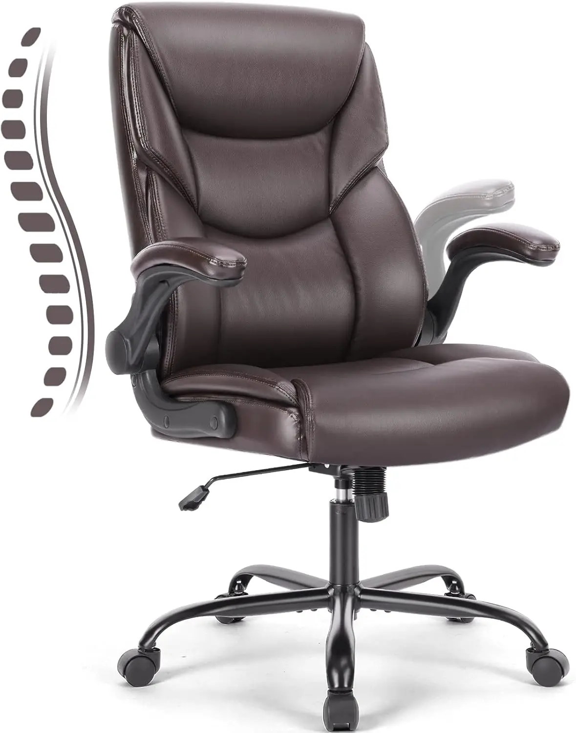 

Executive Office Chair – Ergonomic Adjustable Computer Desk Chairs with High Back Flip-up Armrests, Swivel Chair ,Bonded Leather