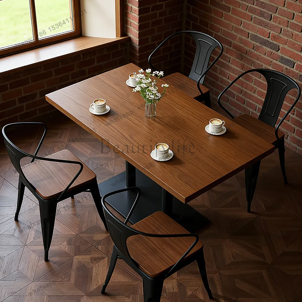 

Medieval, solid wood table, coffee shop, milk tea casual log table
