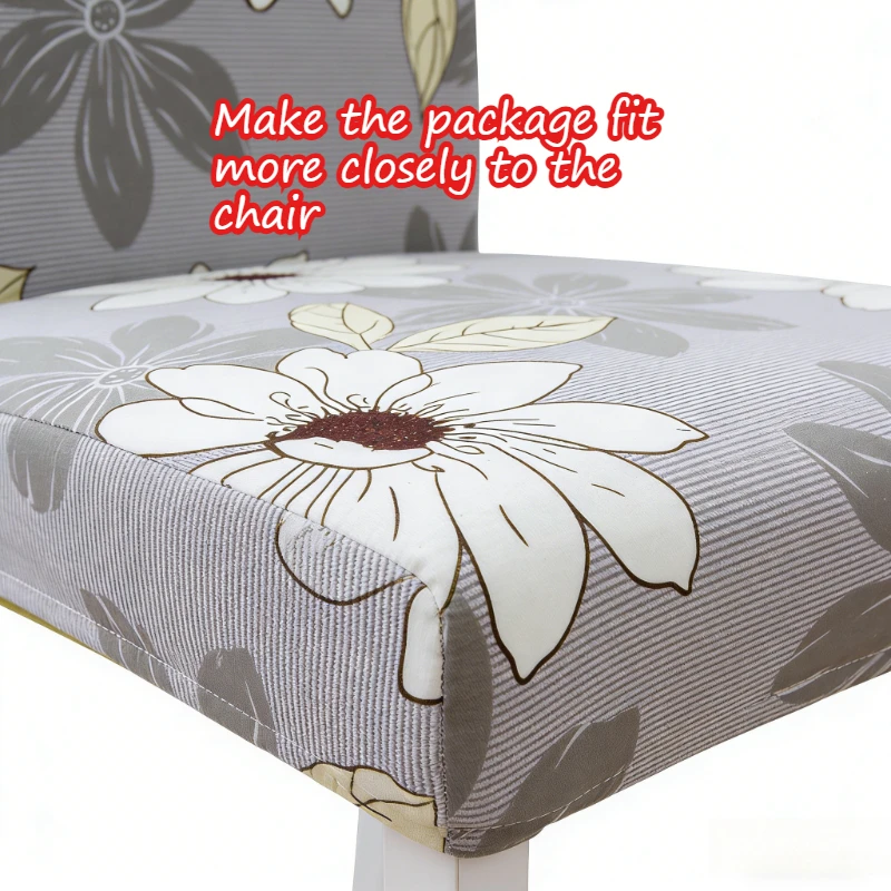 Stretchy One-Piece Dining Chair Cover Soft Fabric Elastic Chair Protector All Seasons Home Kitchen Washable Chair Covers