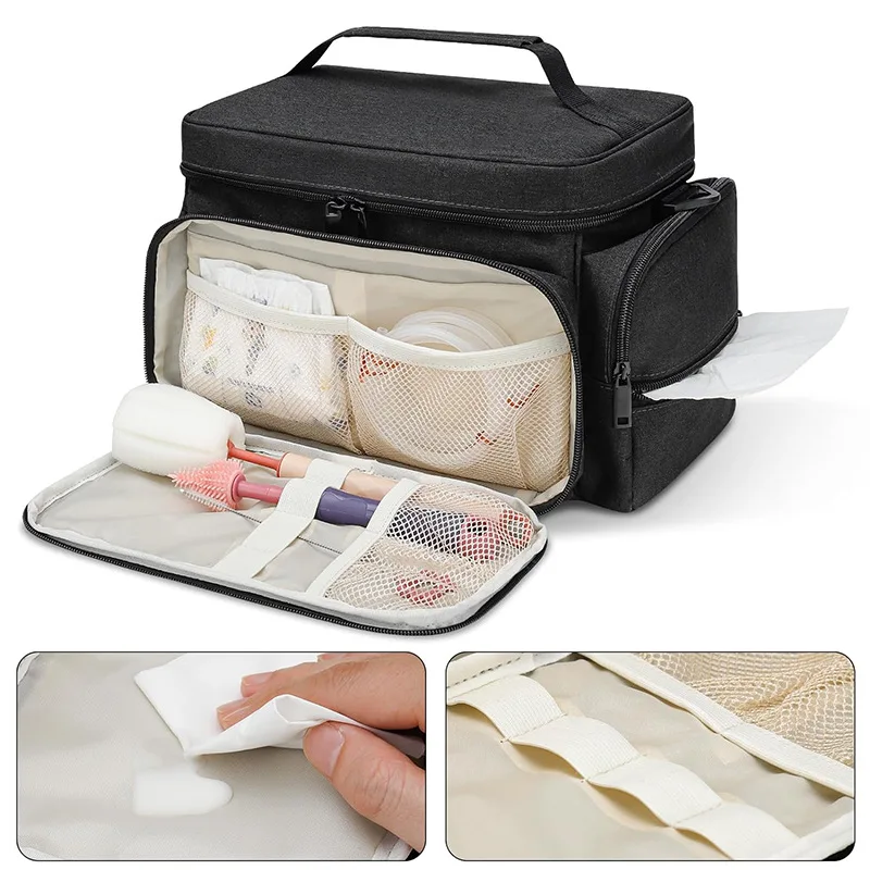 Opbergtas voor borstkolven Premium dikke draagbare handsfree geïsoleerde koeltas voor borstvoedingsaccessoires en melkflessen