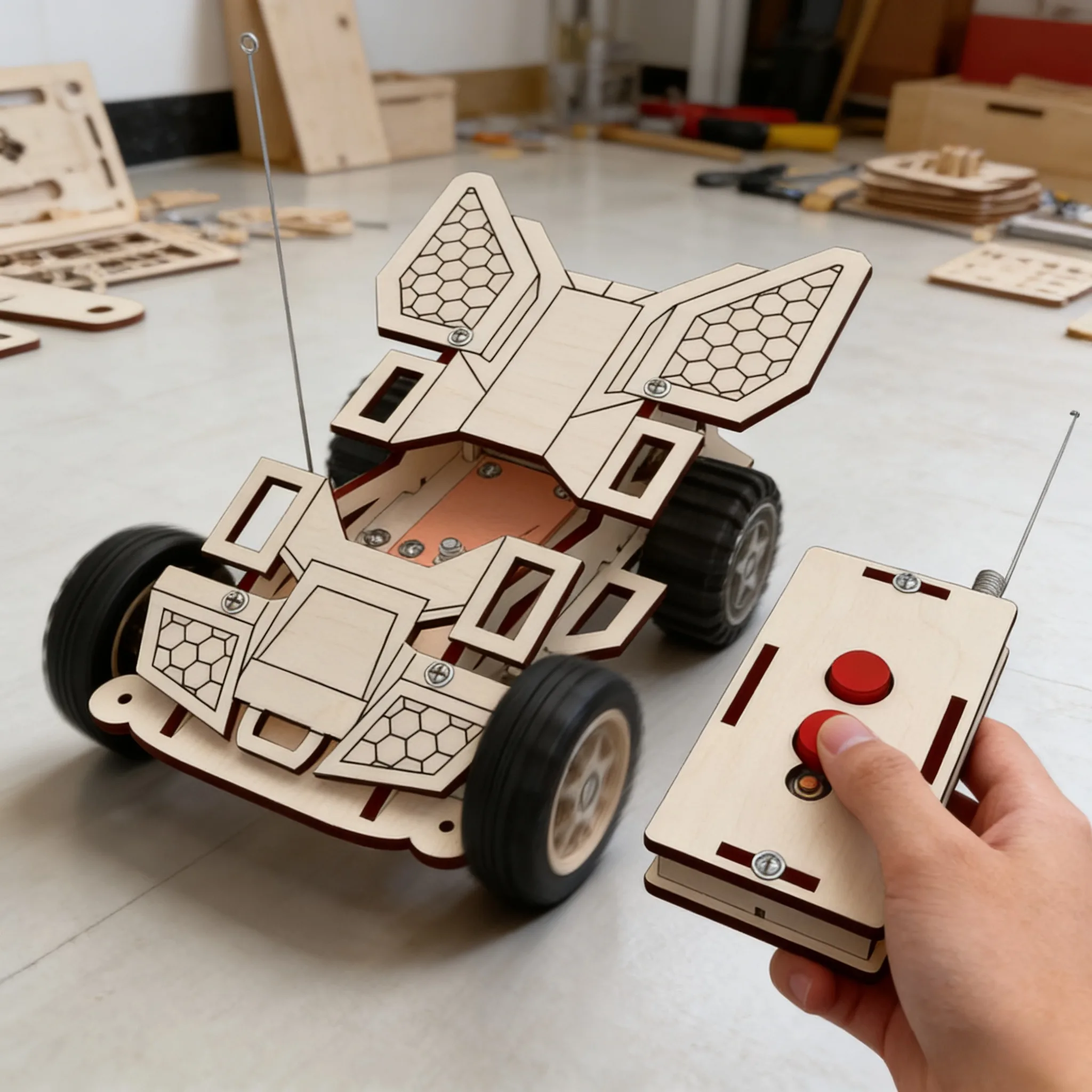 Children's Science and Education Experiment Remote Control Racing Car Model, Children's DIY Assembly Toys, Children's DIY Gifts