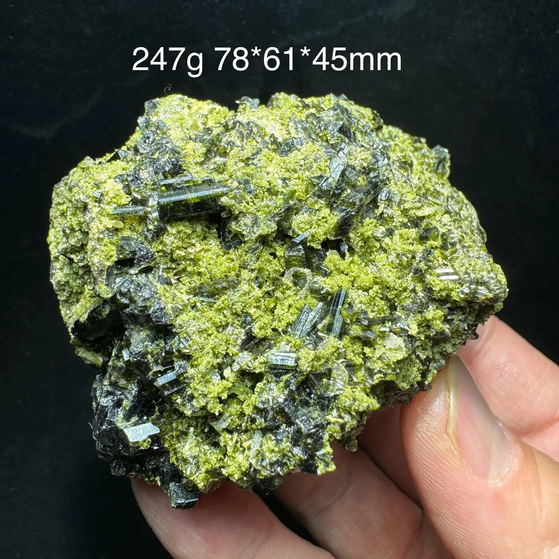 247g Natural Madagascar Shiny Green Epidote Mineral Specimen Reiki Healing Stone Crystal Home Desk Decor