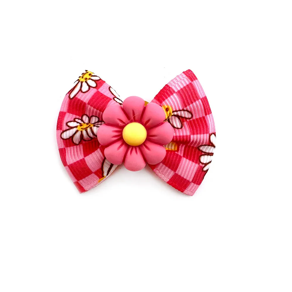 10pcs Pet Dog Hair Bows Rubber Bands Bee Flowers Bows for Small Dogs Pets Dogs Grooming Bows for Dog Hair Accessories