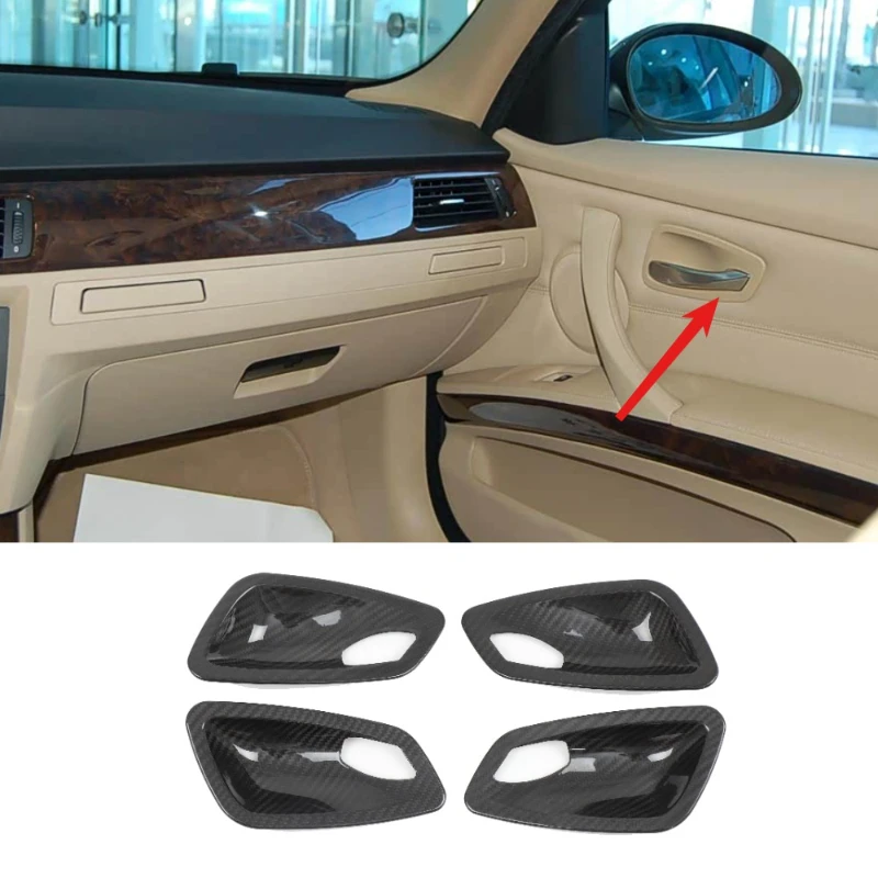 

Suetlcoity для BMW 3 серии E90 2005-2012 настоящее углеродное волокно, внутренняя дверная ручка, чаша, декоративная крышка, аксессуары для интерьера автомобиля