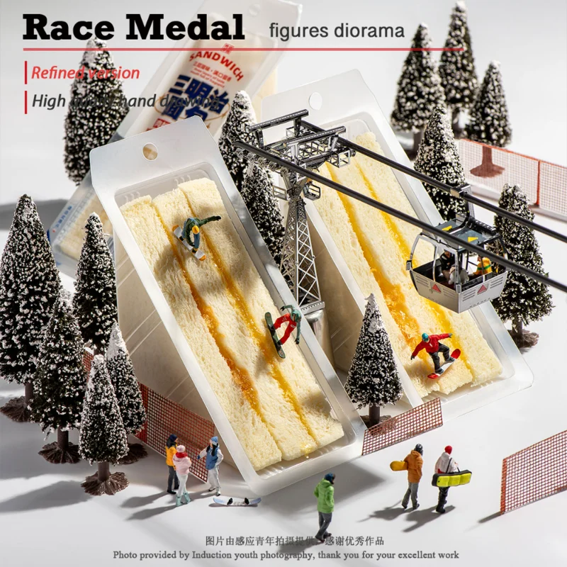 

New 1/64 Scale Winter Entertainment Snow Mountain Skier Miniature Resin Set Doll Model DIY Matching Scene Toy Collectible Gift