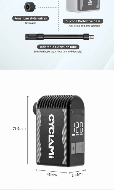 CYCLAMI A2S 120 PSI Mini Electric Pump Portable Bicycle
