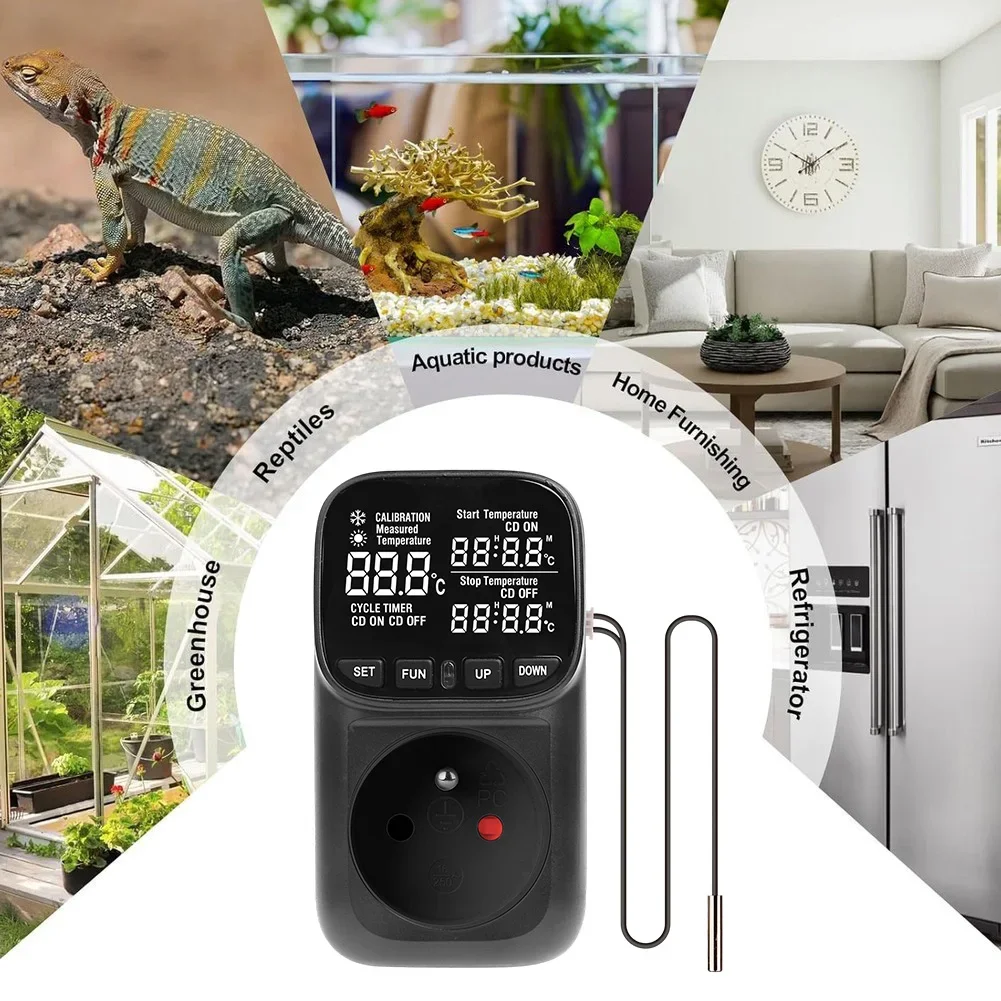 For Aquariums Reptile Thermostat Temp Controller Black Shell Temperature Display Accuracy Features Temperature Control