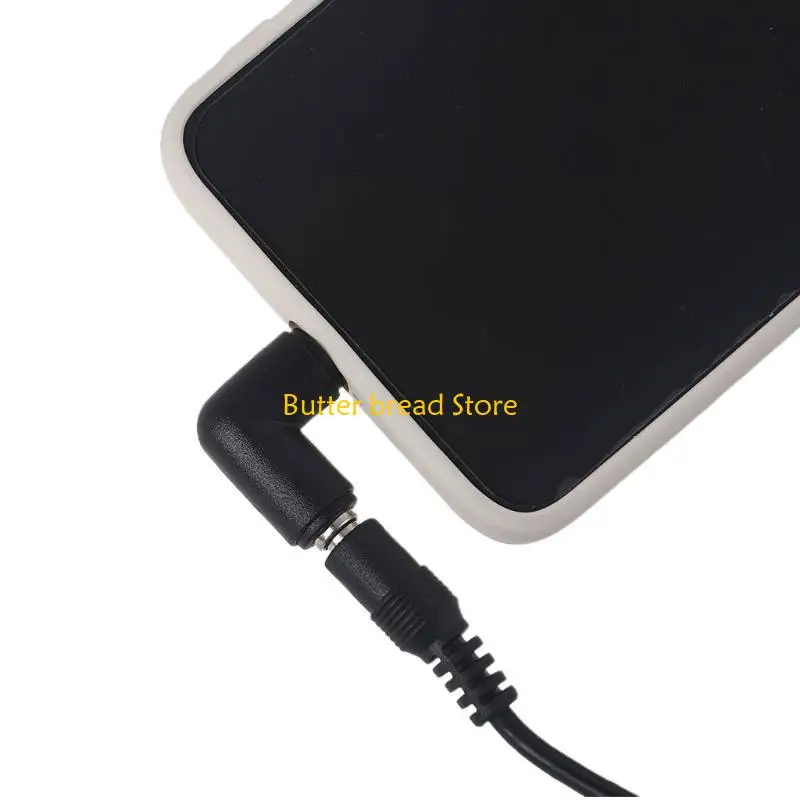 W89C 5.5x2.1 mm Codo femenino a tipo C Adaptador masculino Adaptador ángulo negro para PowerBank/Tablet/Teléfono Móvil 90