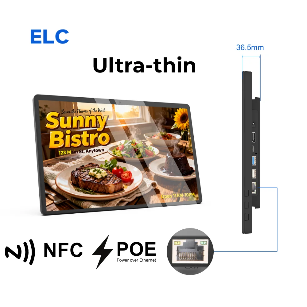 32-Inch RK3588S2 300 Nits IP65 Waterproof WiFi 8MP NFC Wall Mount POE Touch Screen Digital Display for Advertising