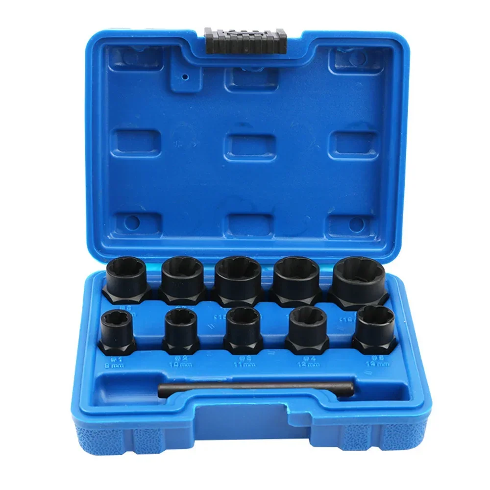 

11PCS/Sleeve Nut Bolt Extractor Sleeve Set Damaged Rusty Bolt Removal Tool Screw Tools Impact Damaged Bolt Nut Remover Extractor