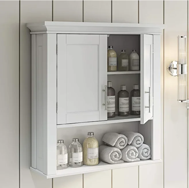 NEW Somerset Two-Door Bathroom Storage White Wall Cabinet Color USA