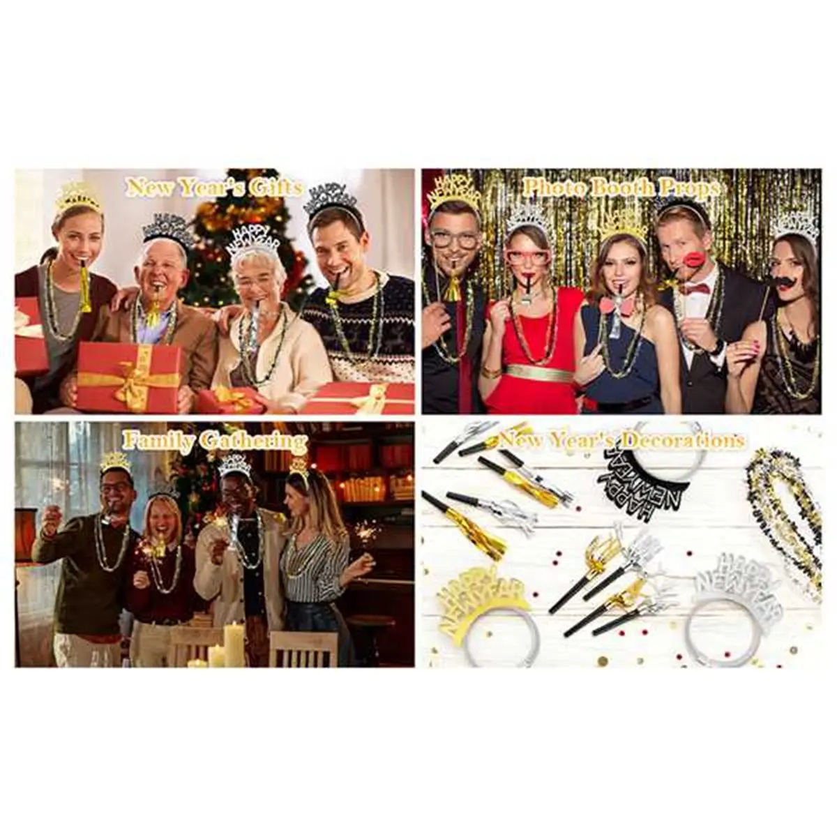 2026 New New Years Party Supplies 36 PCS, Happy New Year Decorations Kit - NYE Photo Booth Props Accessories Gifts Wearables