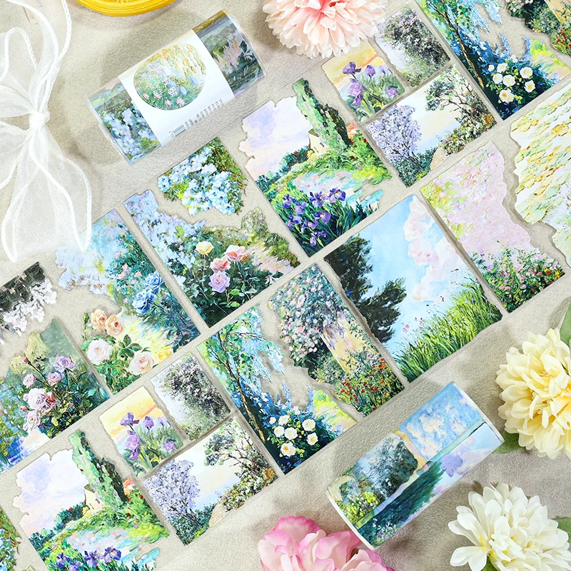 2m/Roll Flowers In Clusters PET Washi Tape Grassland Transparent Stickers Decorative Adhesive Tape For Diary Scrapbooking