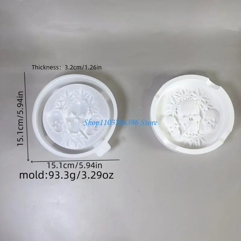 قالب راتينج جمجمة عالي الدقة لصناعة منفضة سجائر فريدة من نوعها قابلة لإعادة الاستخدام قالب سيليكون مرن هدية الهالوين