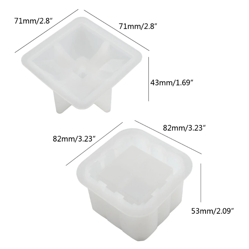 R3MC 2Pcs DIY Epoxy Crystal Birthday Drill Cube Jar Storage Box Molds Silicone Bottle Mold for DIY Craft Jewelry Storage