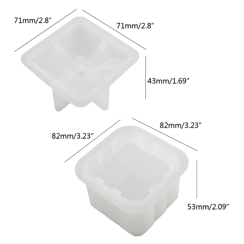 R3MC DIY 에폭시 크리스탈 생일 드릴 큐브 항아리 보관 상자 금형, 실리콘 병 금형, DIY 공예 보석 보관용, 2 개