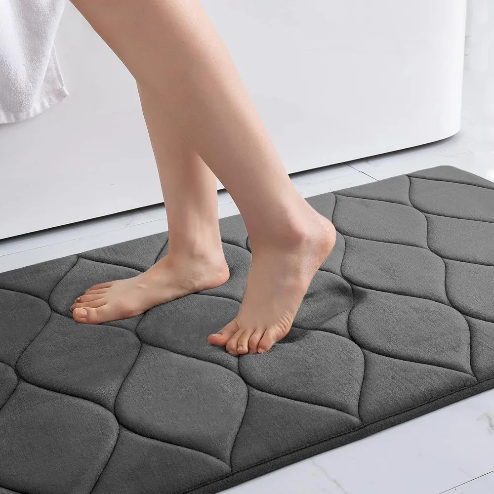 

Memory Foam Bathroom Rugs, Ultra Soft & Non-Slip Bath Mat, Machine Washable Shower Bath Runner Rug 70''x24'', Dark Grey