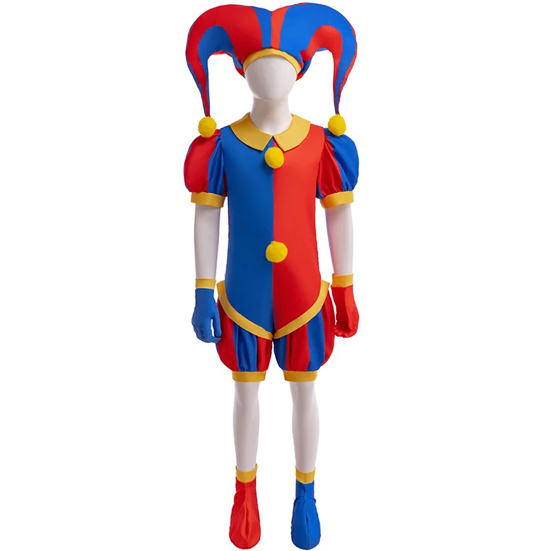 The Amazed Digital Circus Cosplay Joker Apparel Kid Pomne Costume Jumpsuit Hat Gloves Ragatha Dress Boy Girl Carnival Clothing