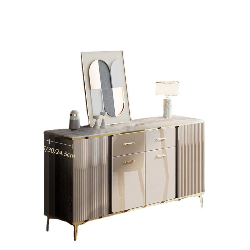 Italian light luxury living room wall integrated storage cabinet with stone panel table/sideboard