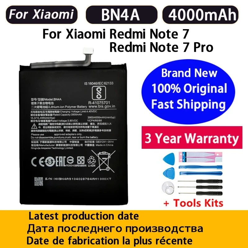 4000mAh BN4A Battery For Xiaomi Redmi Note 7 Pro Note7 M1901F7C Phone Batteries Bateria Batterij Fast Shipping +With Free Tools