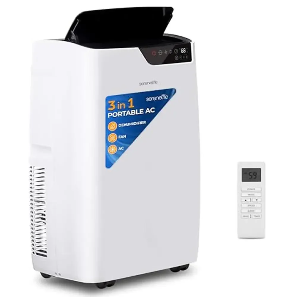 Portable Air Conditioner 14000 BTU Compact Home Cooling Unit Dehumidifier Fan Auto AC Control Rolling Wheels Easy Installation