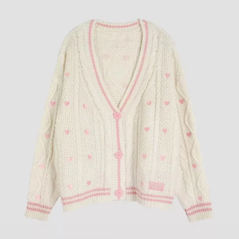 Lover Cardigan with Star Embroidery Pink Heart Cosy Soft Knit TS Cardigan Tay Sweater Jacket Vintage Fall Winter 1989 Sweater