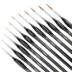 11pcs Fine Detail Paint Brush, Durable Miniature Paint Brushes, Micro Detail Paint Brush Set, Small Fine Tip Paintbrushes For Wa