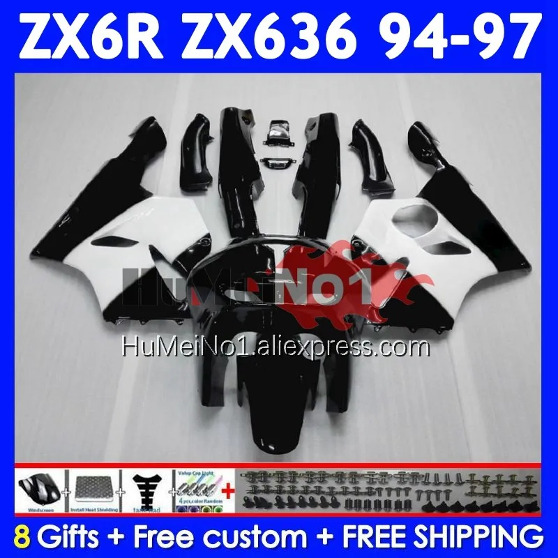 Kit For KAWASAKI NINJA ZX 6R 636 6 R ZX-636 ZX-6R 201No.2 black west ZX636 ZX6R 94 95 96 97 ZX600 1994 1995 1996 1997 Fairing